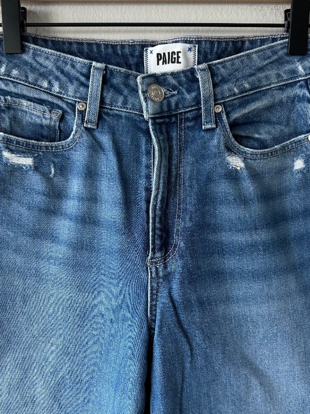 PAIGE Harper Ankle Jeans Women Size 24 High Rise Wide Leg Cropped Blue Denim - Picture 3 of 10